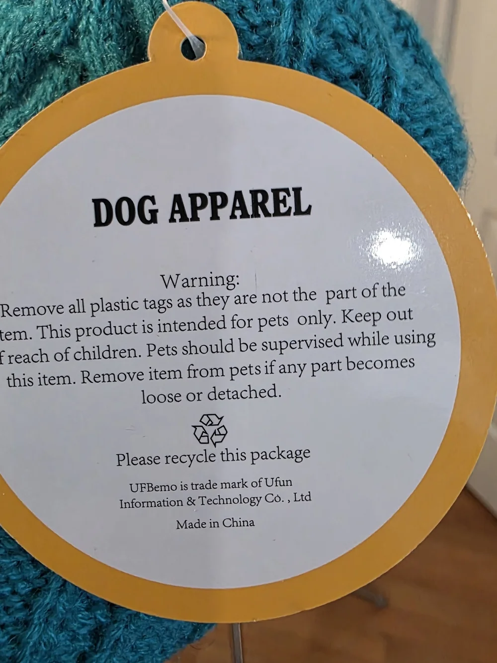 UF Bemo Teal Dog Sweater